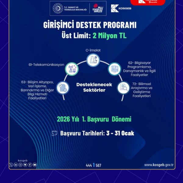 Girişimci Destek Programı 2026 Yılı 1. Dönem Başvuruları Başladı!