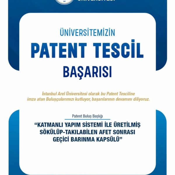 Türk Patent ve Marka Kurumu’ndan Üniversitemize Yeni Patent Tescili!
